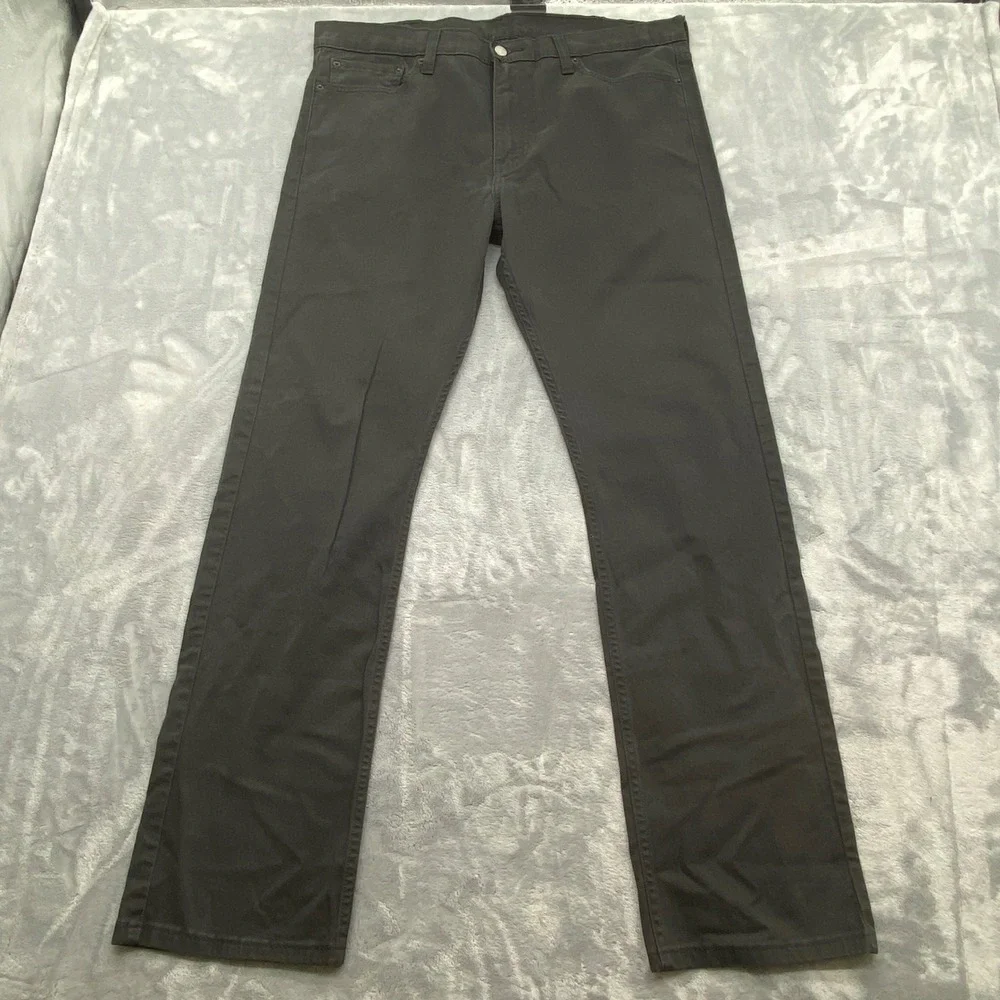 Levis 513 Slim Straight Pants Mens 38x32 Charcoal Gray Twill Chino 5 Pocket